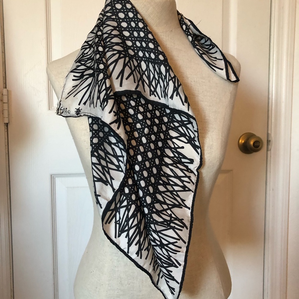 Vintage Vera Black and White Silk Scarf